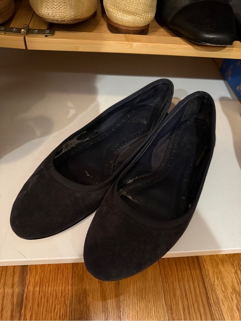 Navy Women's Suede Ballet Flats